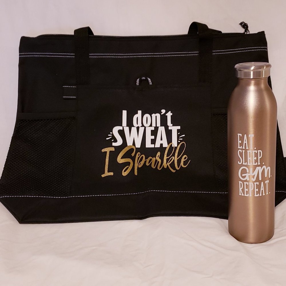 Gym/Tote Carry All Bag with SS Water Bottle NEW